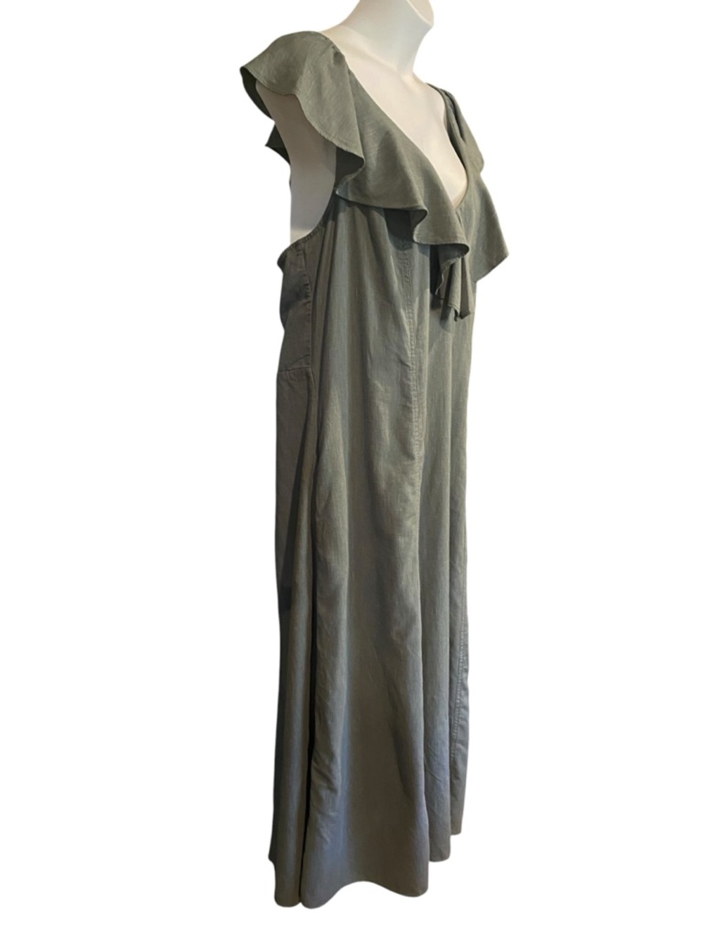 Universal Thread NWT Green Ruffle Maxi Dress Womens Plus Size XXL Cotton Rayon - Picture 2 of 10